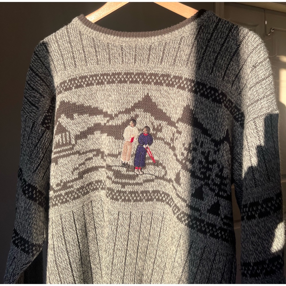 Grey knit ski sweater